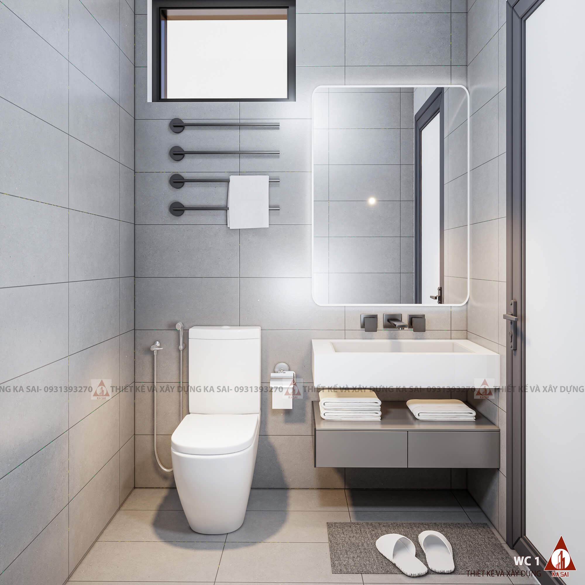 Phòng WC biệt thự mặt tiền 8m