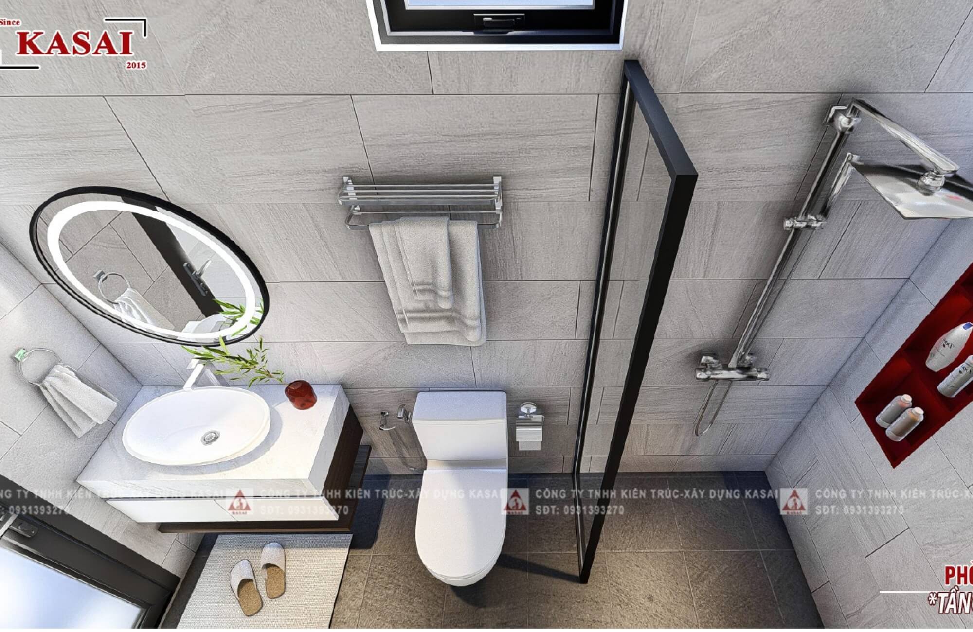Phòng WC mẫu nhà 2 tầng mái Nhật 5 phòng ngủ