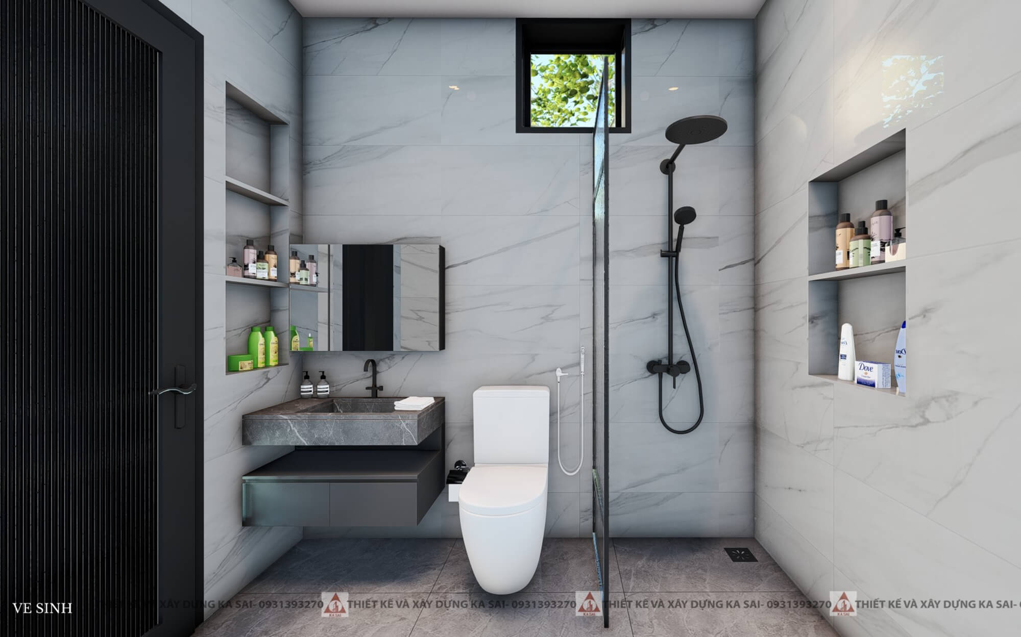 Phòng WC mẫu nhà 7x12m 2 tầng