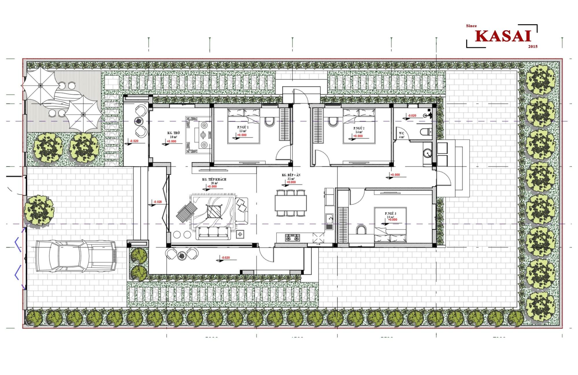 Bản vẽ thiết kế nhà 15x30 cấp 4