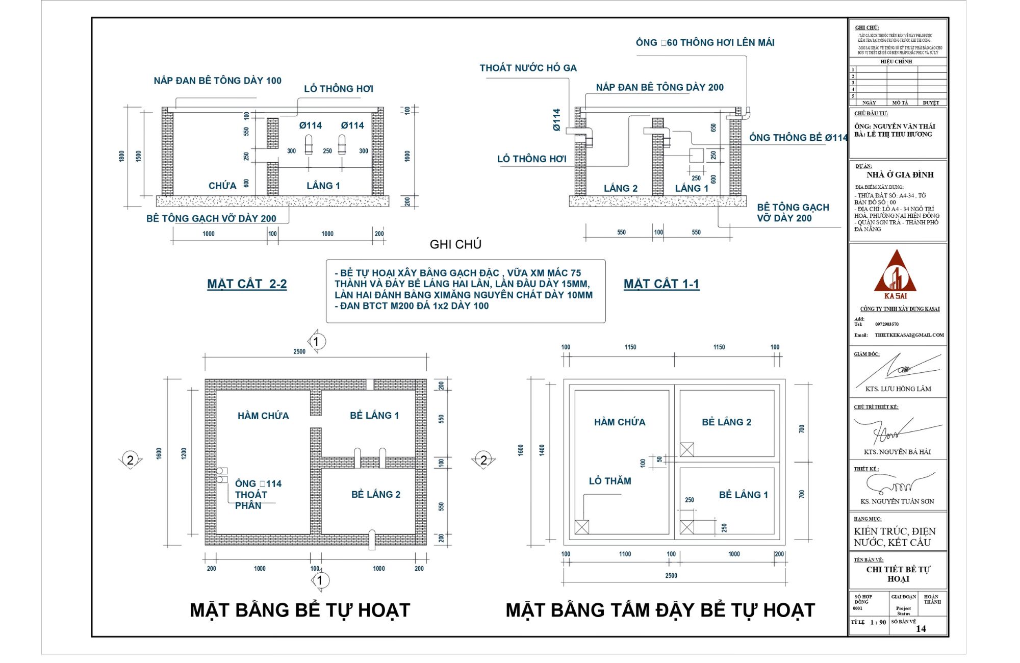 Mặt bằng bể tự hoại