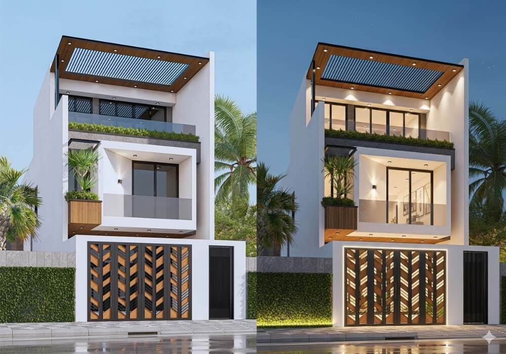 Thiết kế nhà 6x21m 3 tầng vuông vức, hiện đại và siêu thoáng