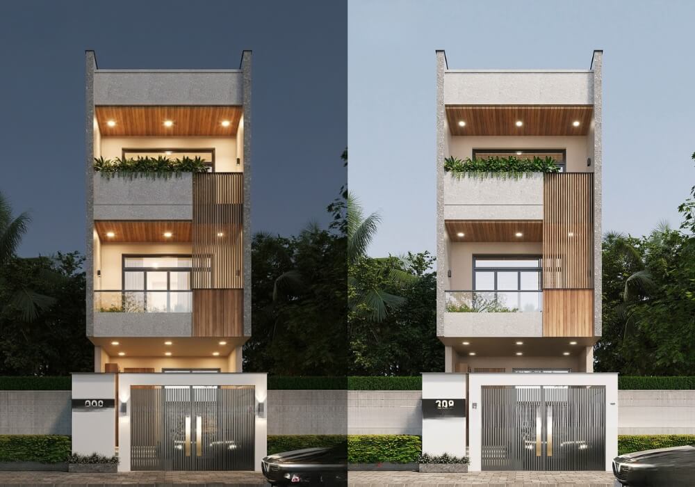Thiết kế nhà phố 3 tầng gây ấn tượng với mặt tiền tinh gọn, ánh sáng hài hòa