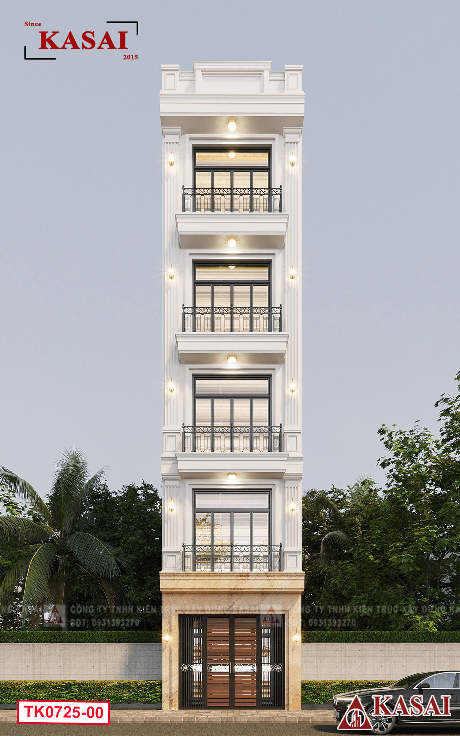 Nhà phố 4x10m 6 tầng tân cổ điển ấn tượng mạnh mẽ