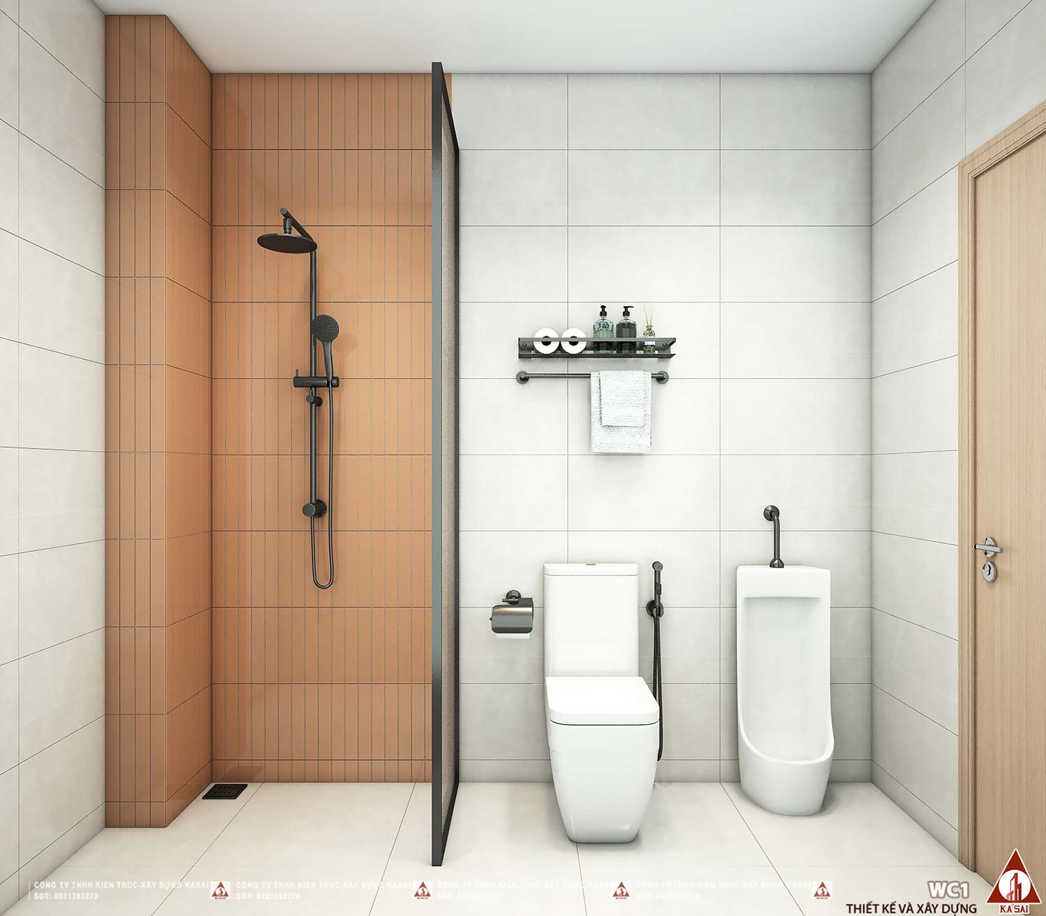 Phòng WC nhà 3 tầng 7x20m