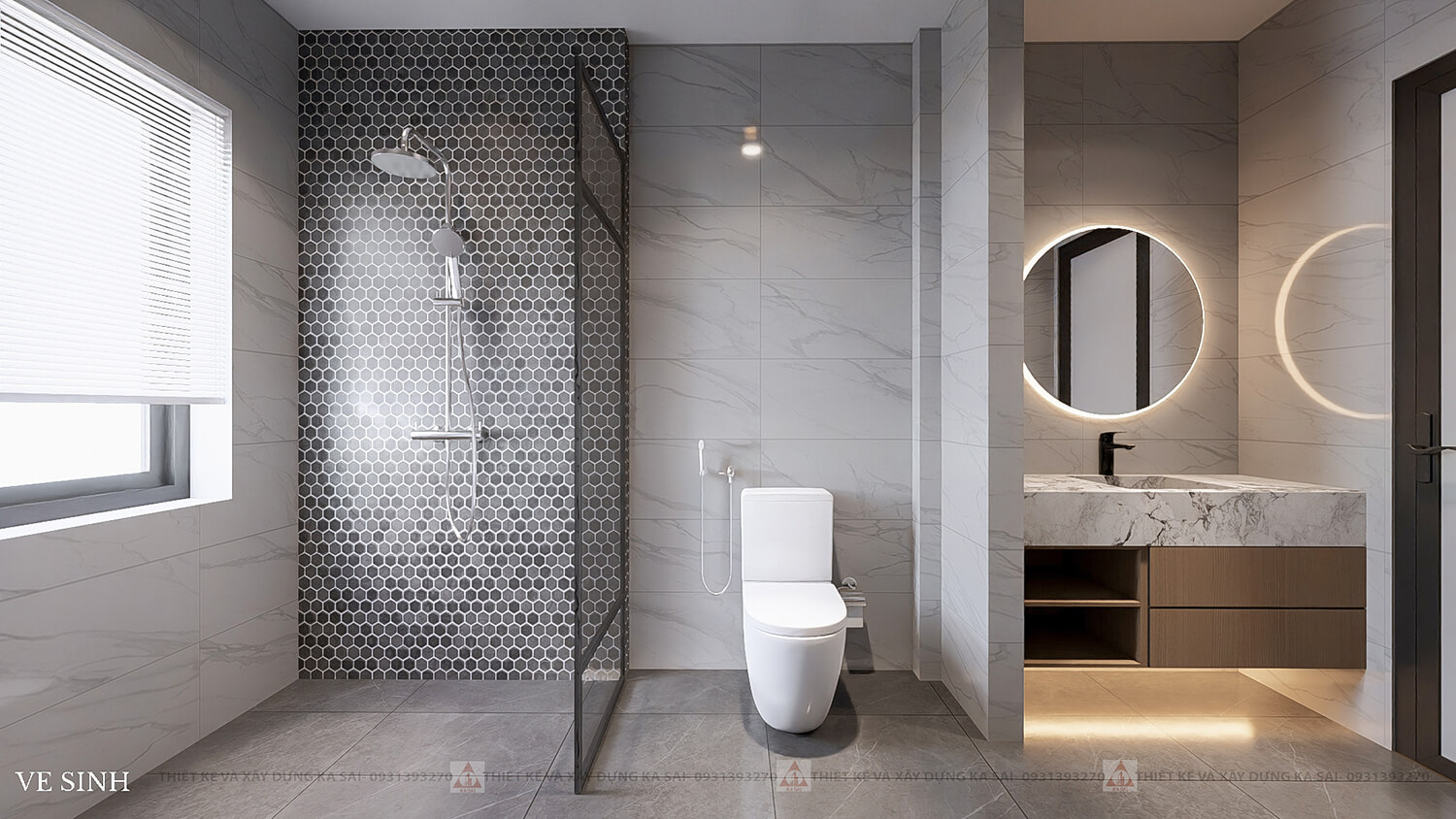 Phòng WC nhà 2 tầng mặt tiền 10m