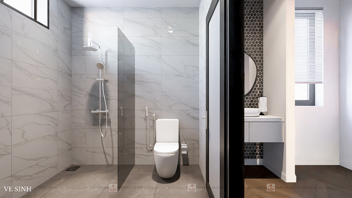 Phòng WC thiết kế nhà ngang 8m dài 14m đẹp hiện đại