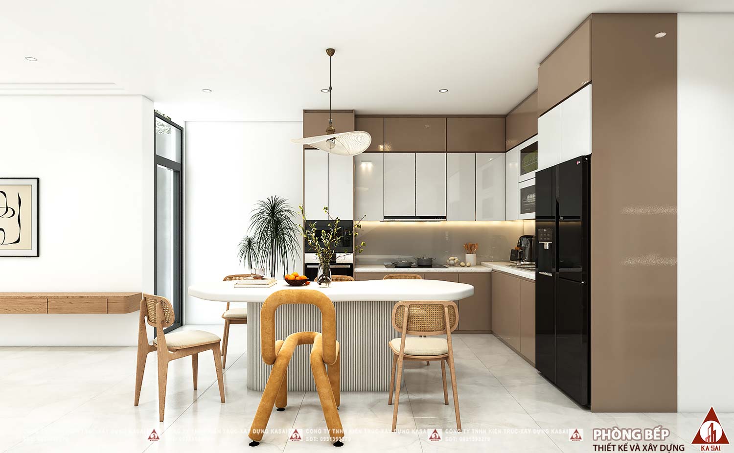 Phòng bếp nhà 3 tầng 7x20m