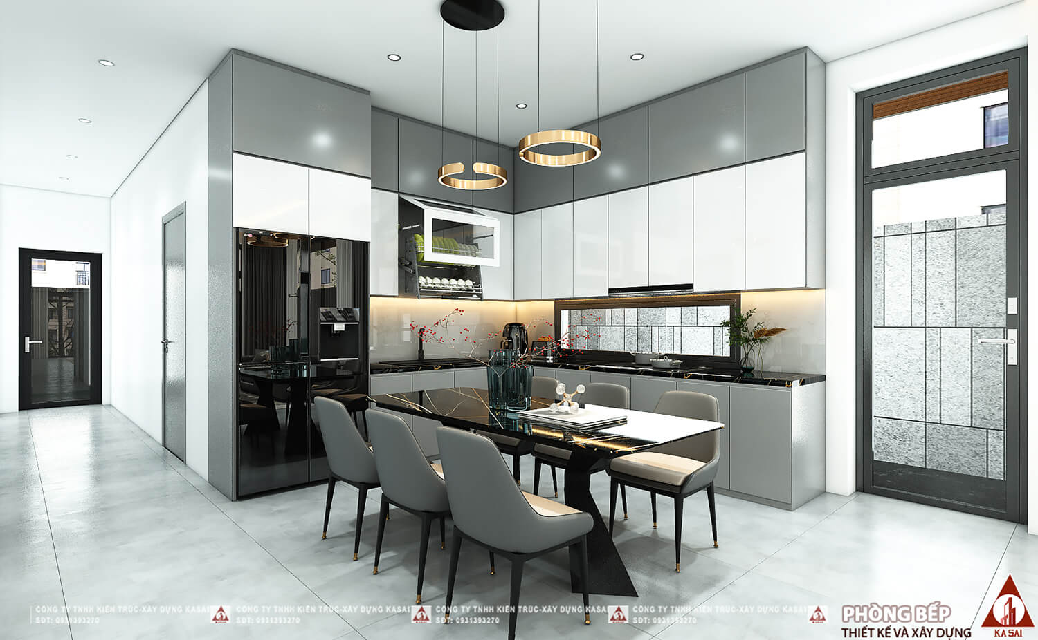 Phòng bếp nhà 15x30m 1 tầng