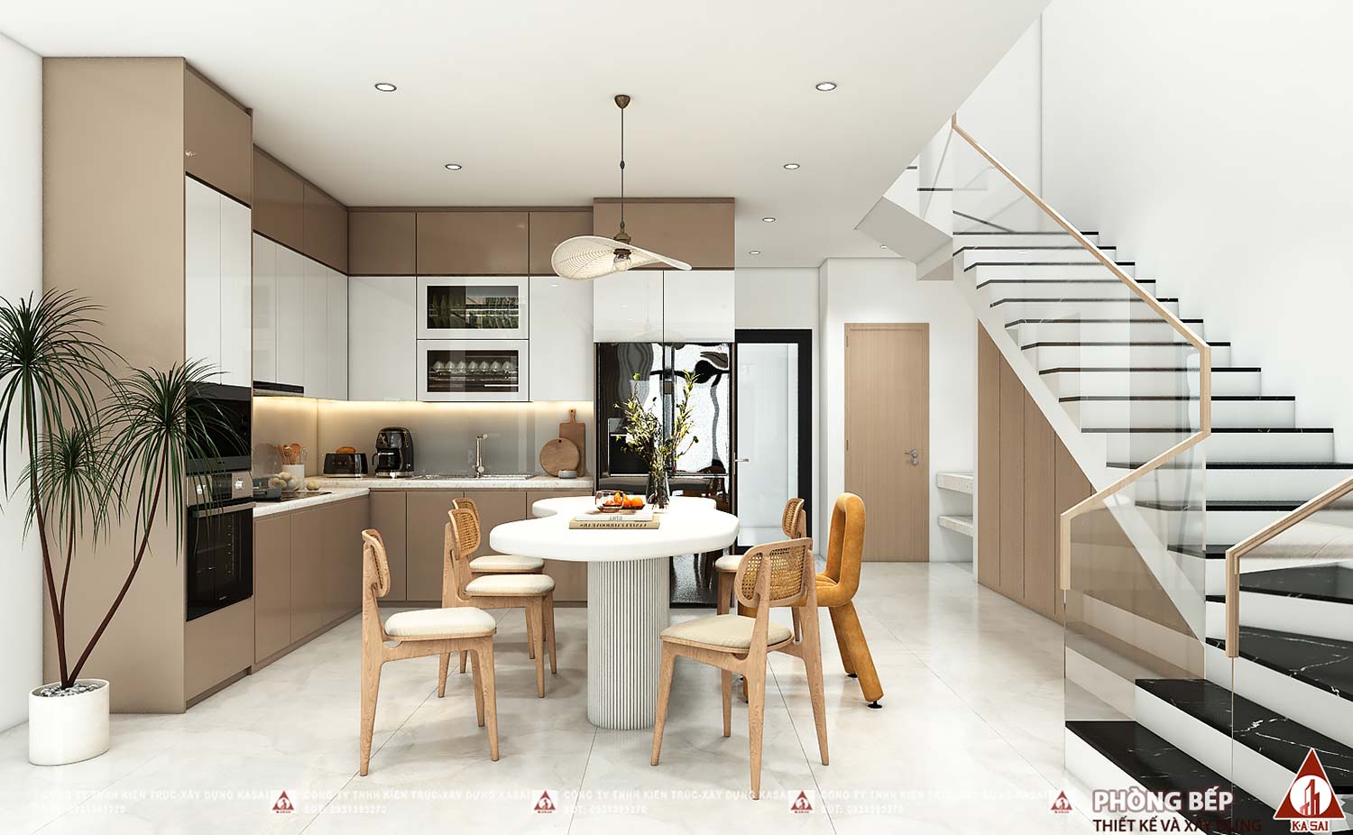 Phòng bếp nhà 3 tầng 7x20m