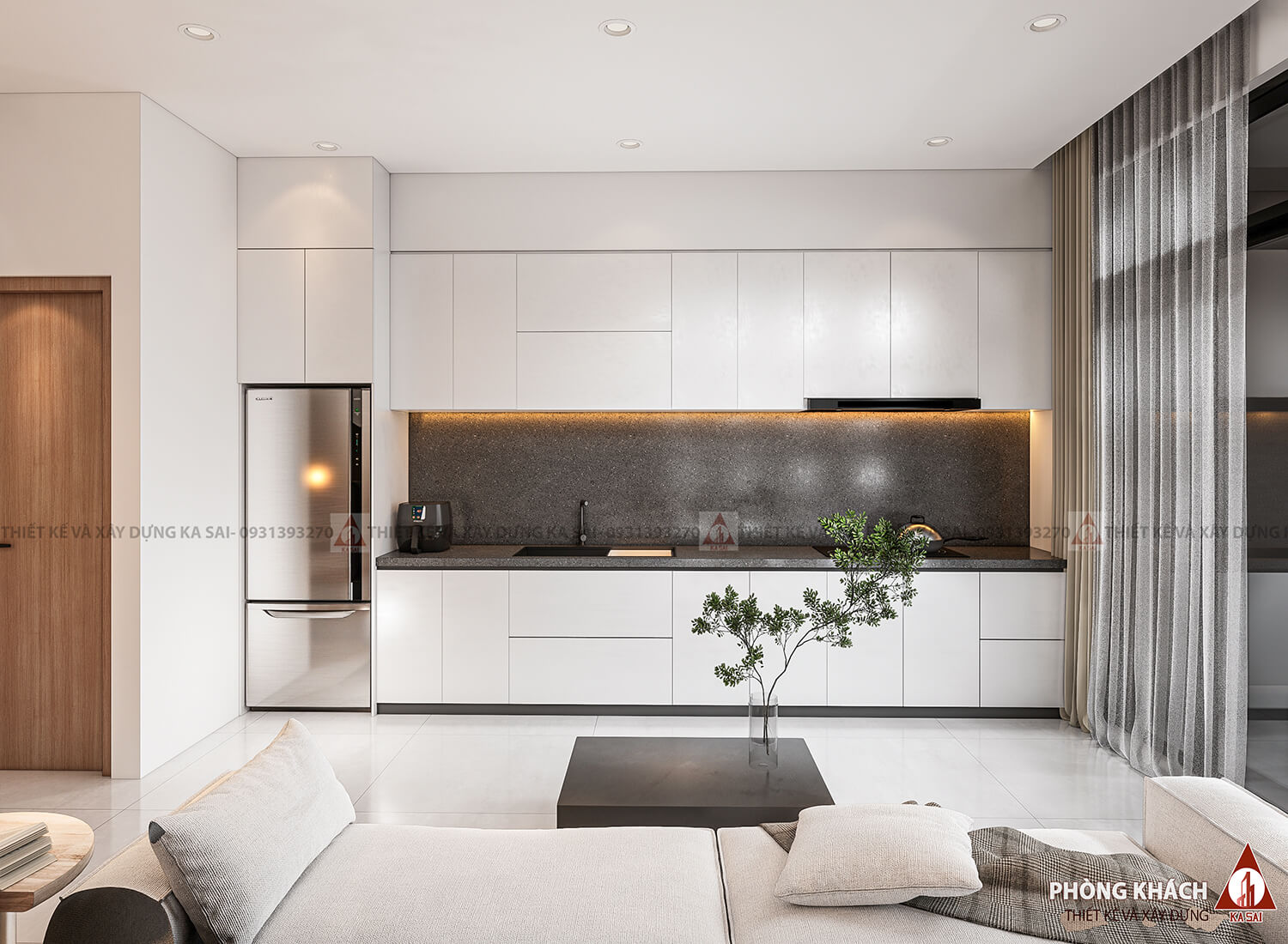 Phòng bếp nhà phố 4x10 6 tầng tân cổ điển