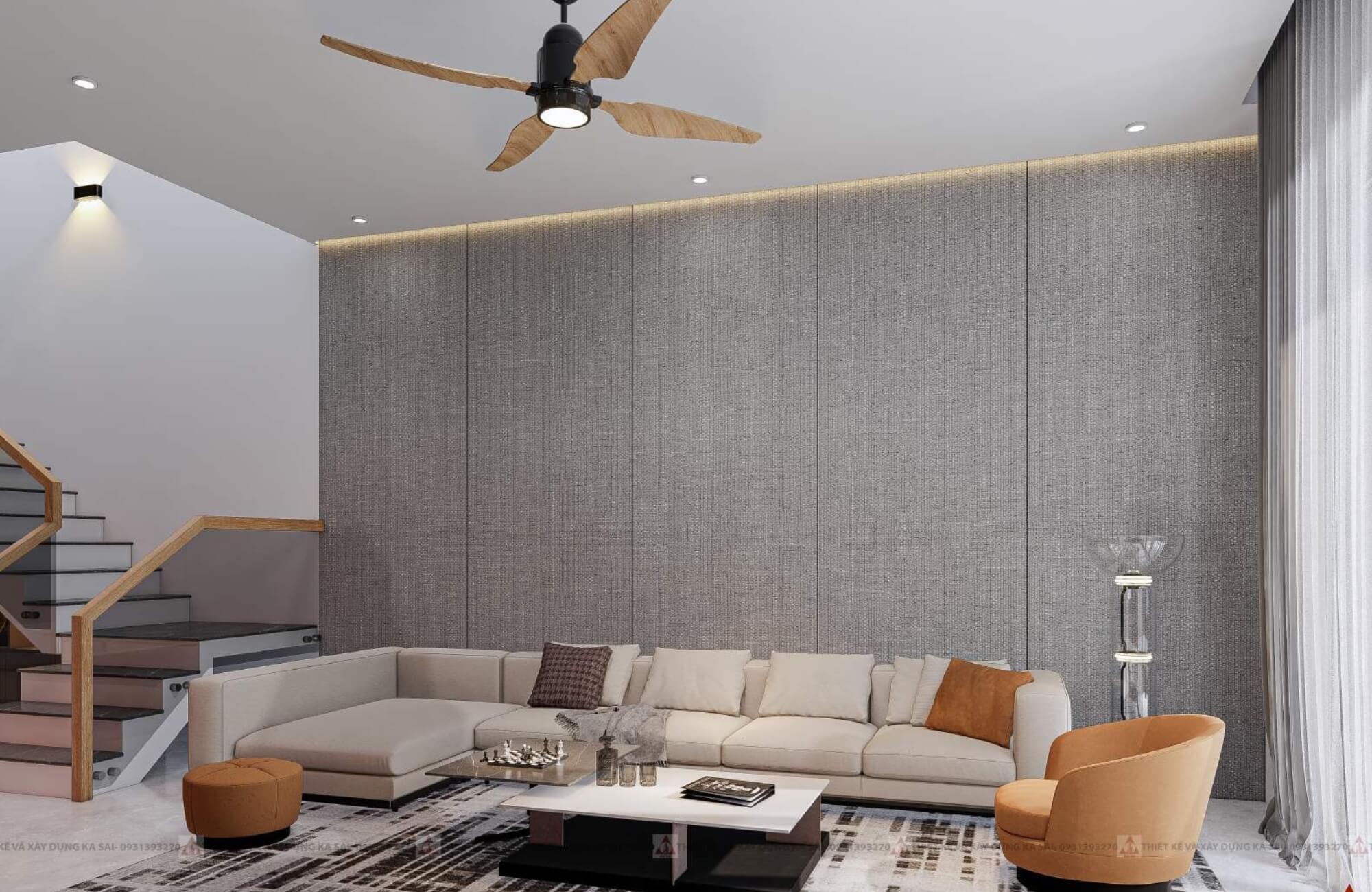 Phòng khách mẫu nhà 5x14m 3 tầng