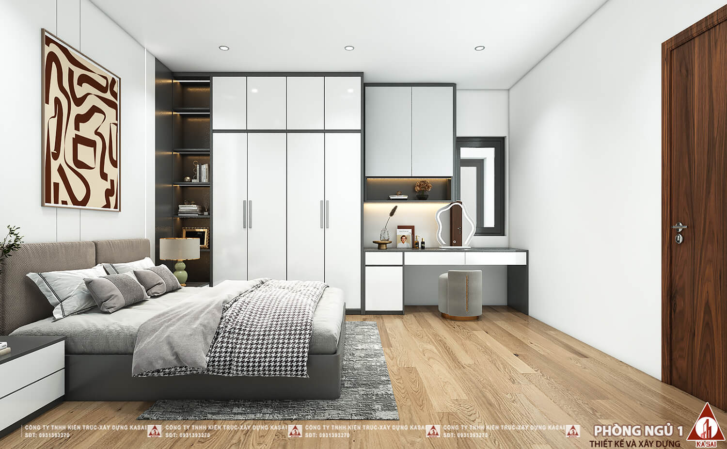 Phòng ngủ 1 nhà 2 tầng mặt tiền 6m mái Nhật