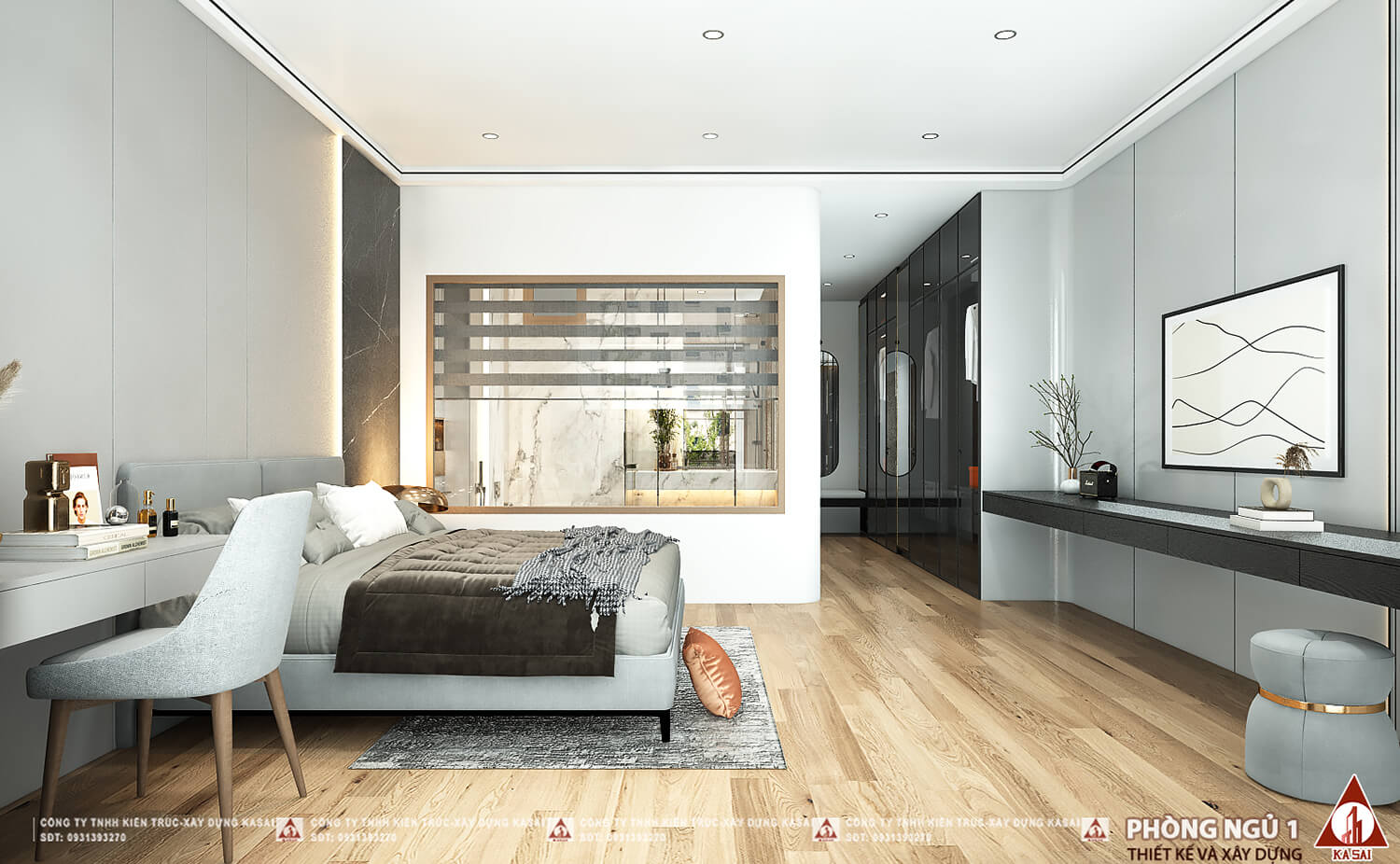 Phòng ngủ 1 nhà 5 tầng có gác lửng