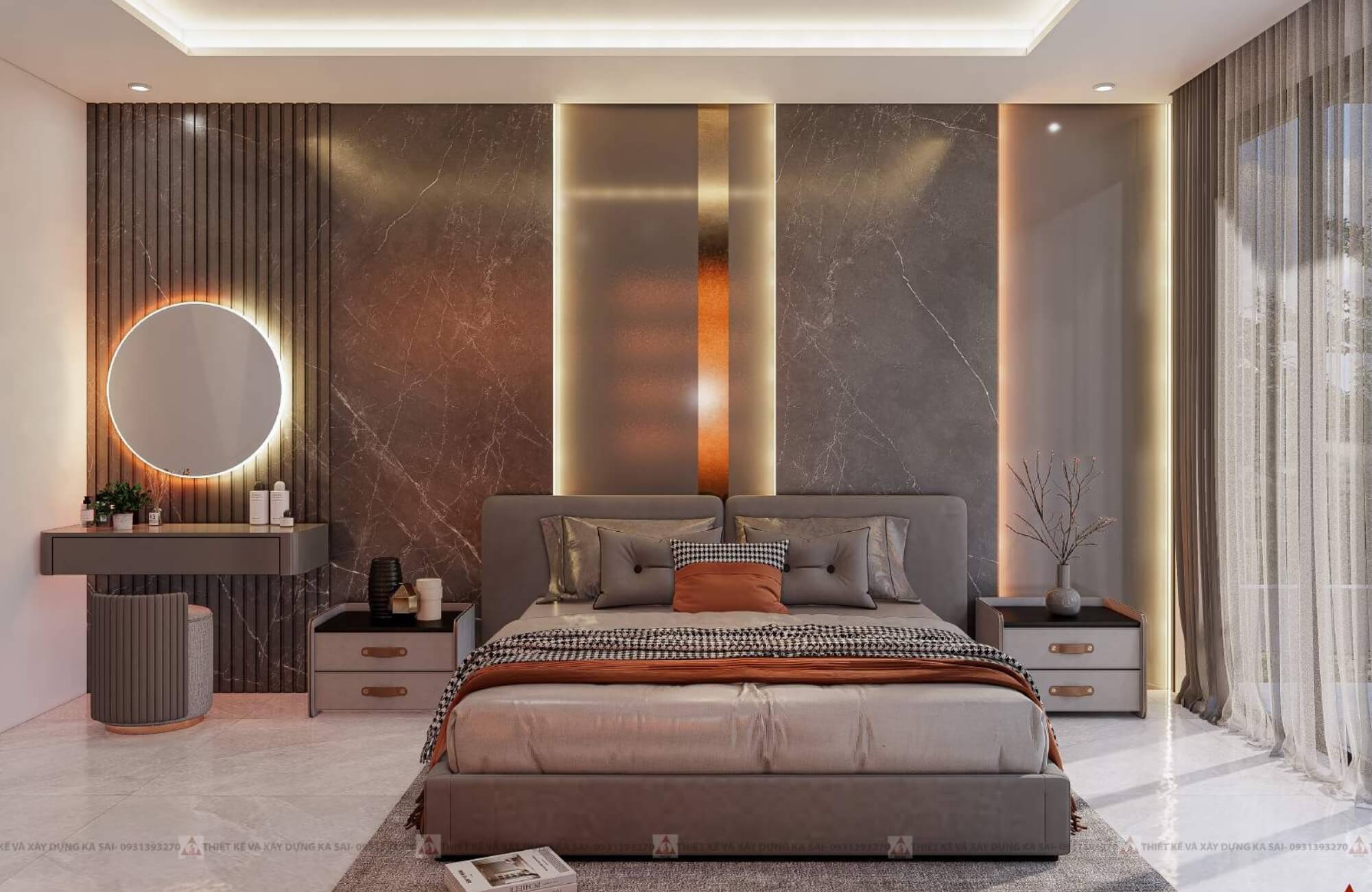 Phòng ngủ 1 mẫu nhà 5x14m 3 tầng