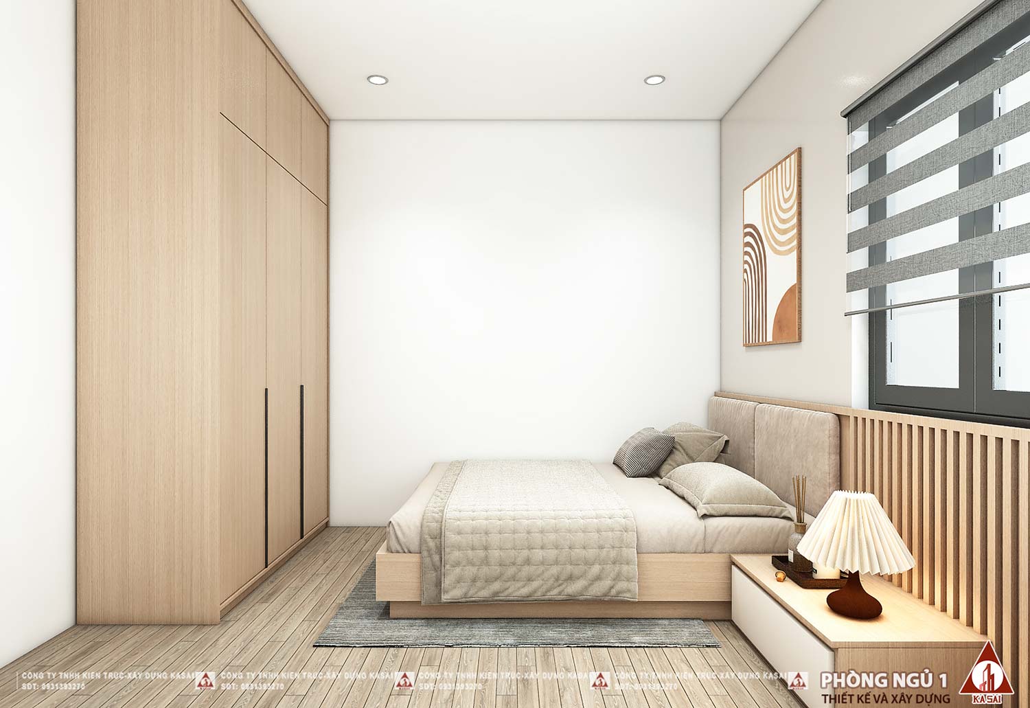 Phòng ngủ 1 nhà 3 tầng 7x20m