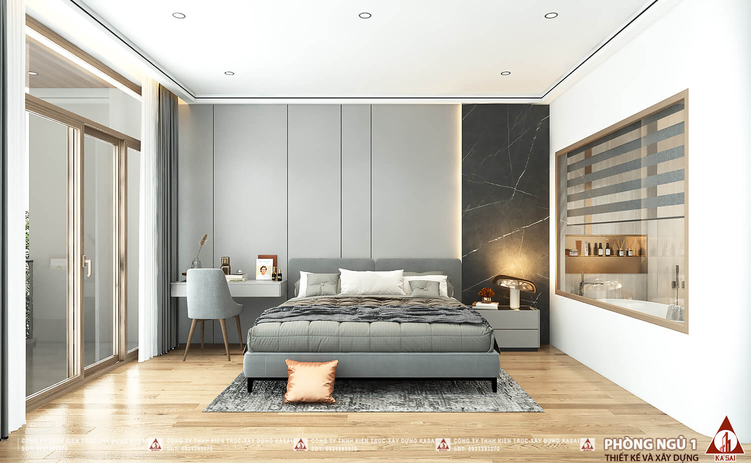 Phòng ngủ 1 nhà 5 tầng có gác lửng