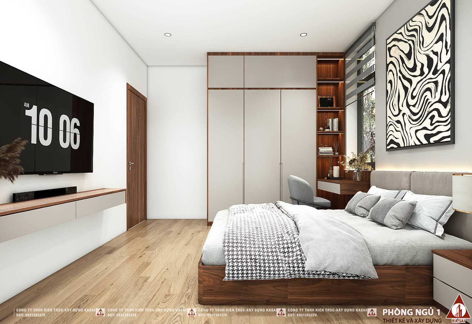 Phòng ngủ 1 mẫu nhà cấp 4 mặt tiền 12m