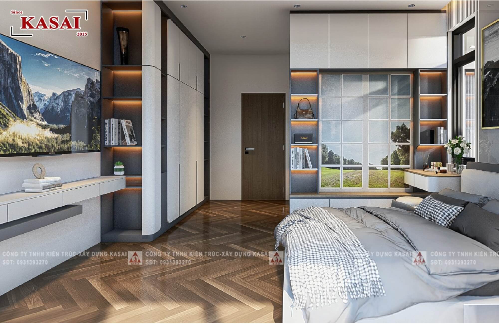 Phòng ngủ 1 thiết kế nhà 7x20m 3 tầng