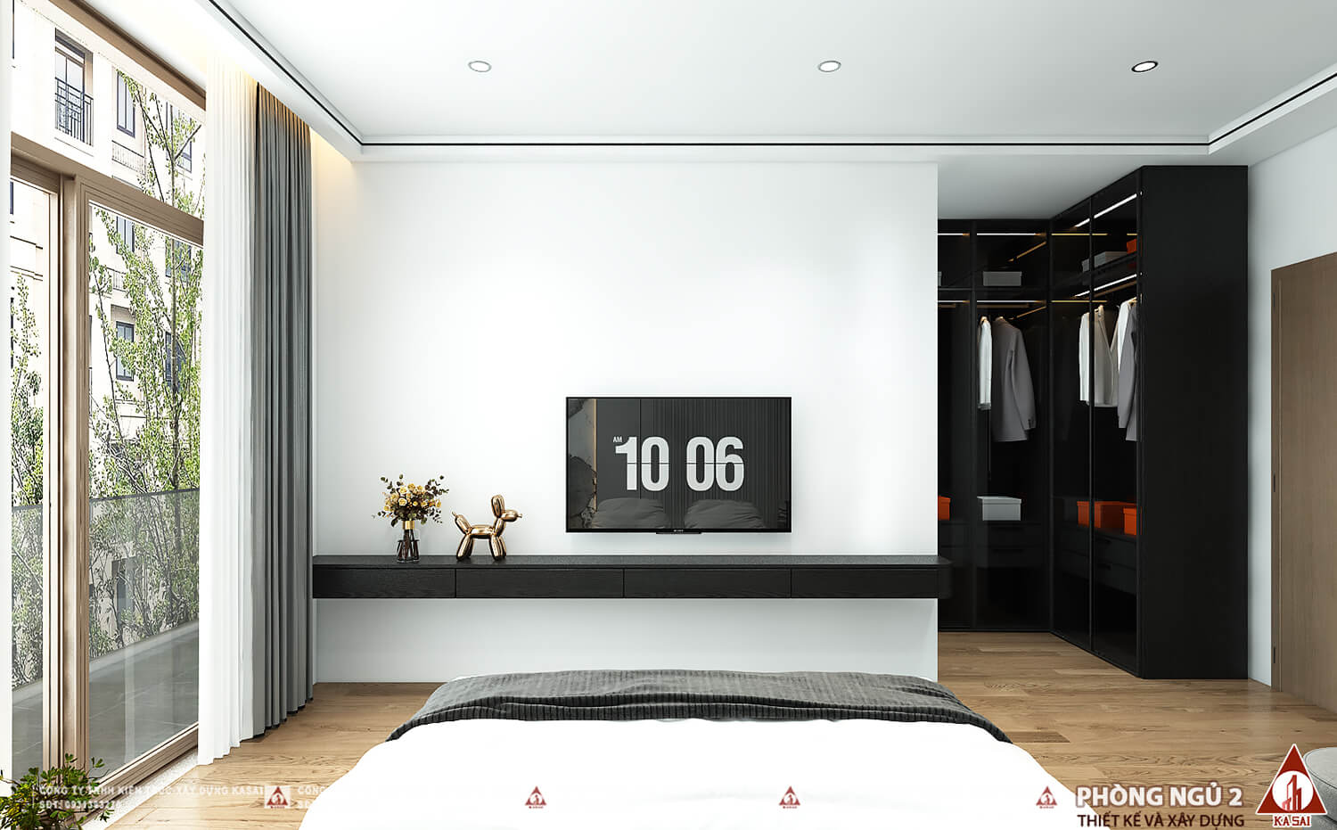 Phòng ngủ 2 nhà 5 tầng có gác lửng