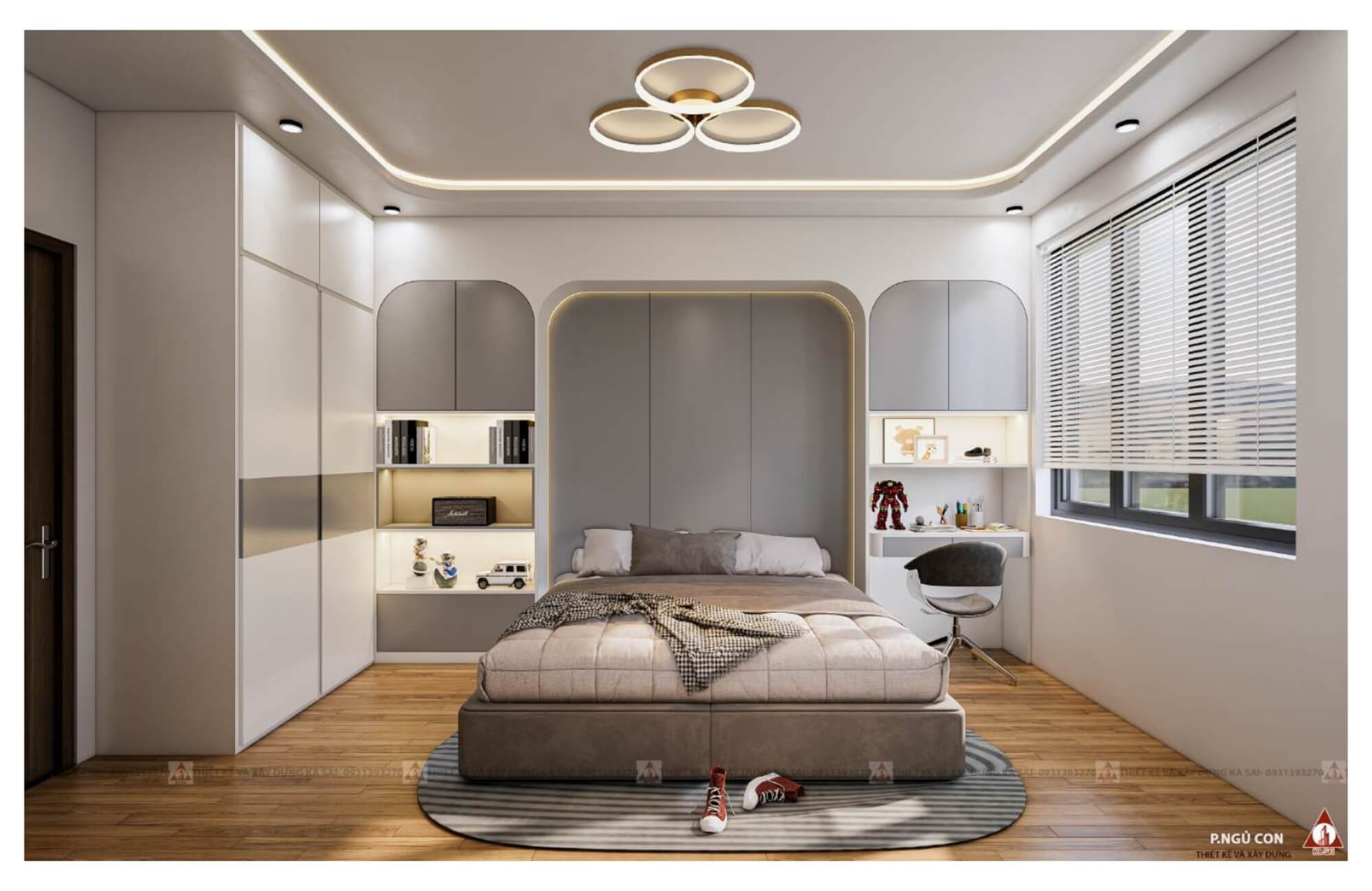 Phòng ngủ 2 mặt bằng nhà 6x16m