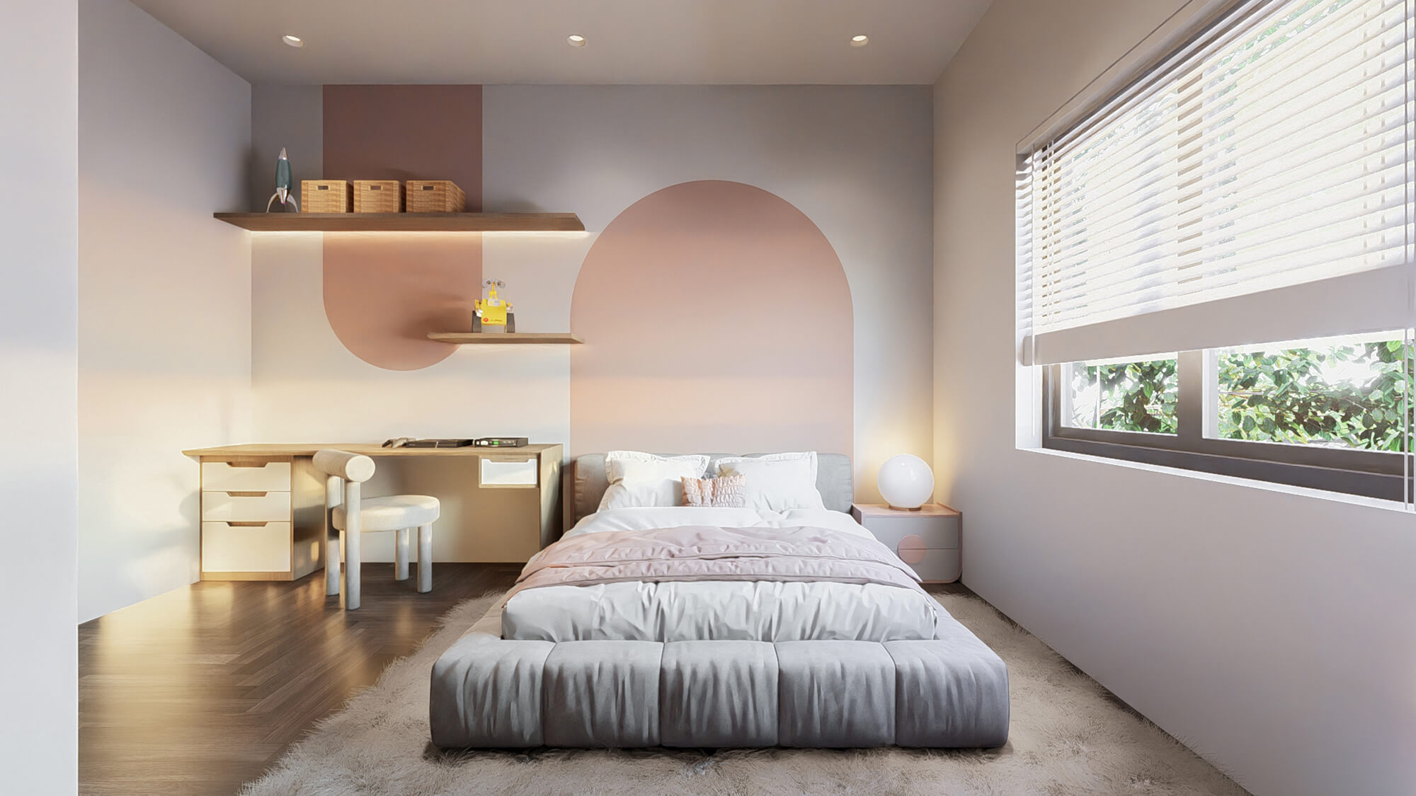 Phòng ngủ 2 nhà 2 tầng 5x21m
