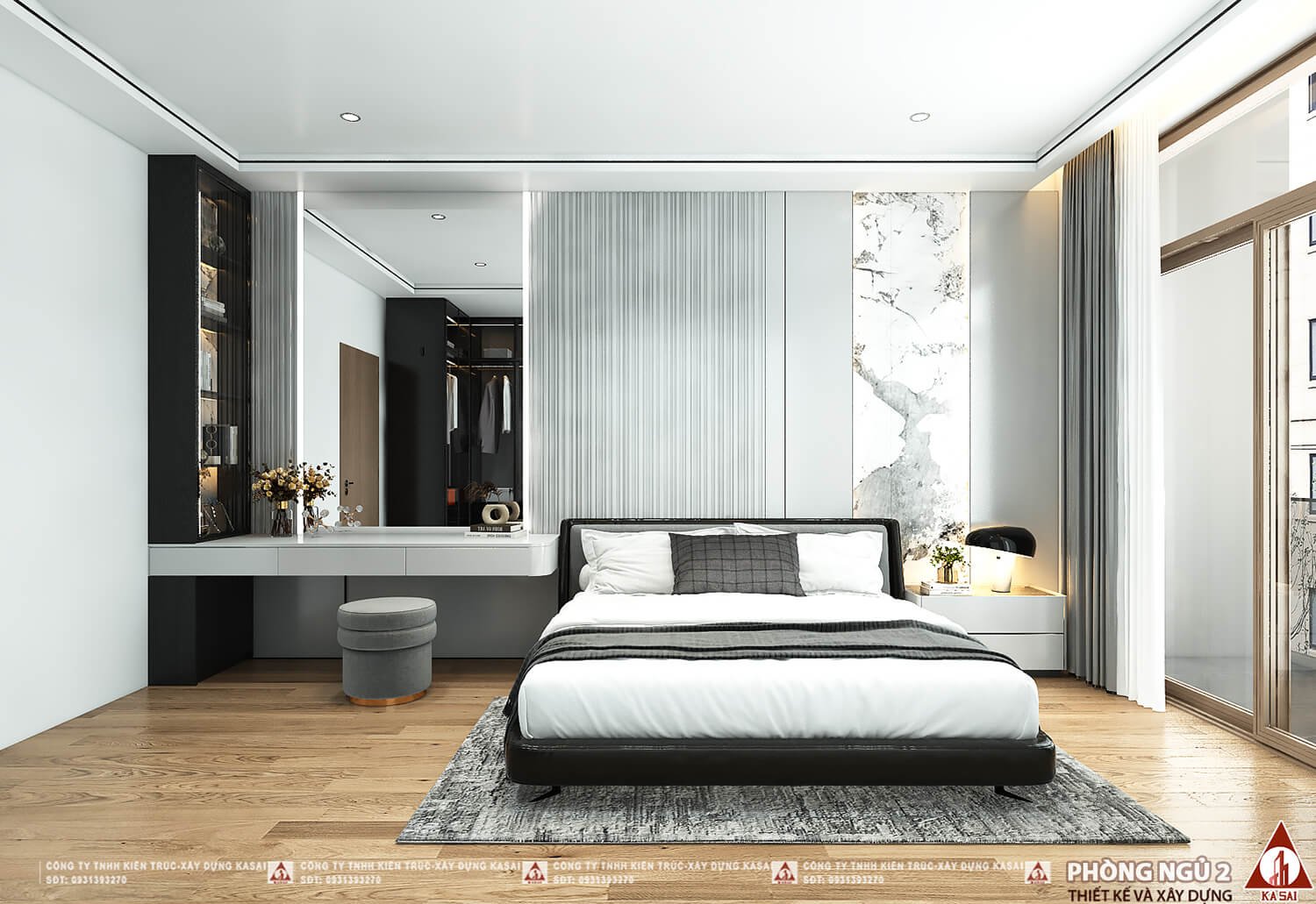 Phòng ngủ 2 nhà 5 tầng có gác lửng