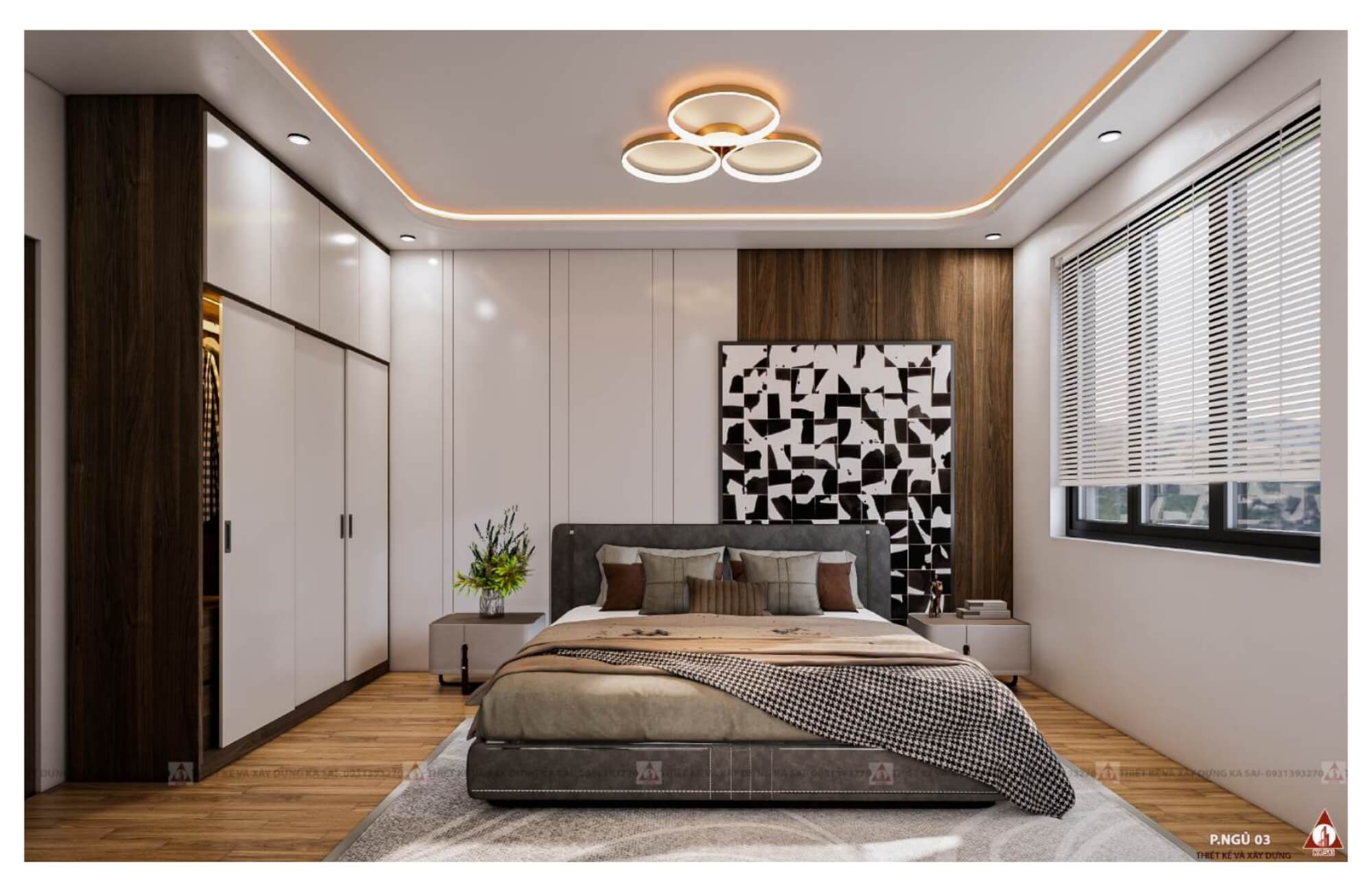 Phòng ngủ 3 mặt bằng nhà 6x16m