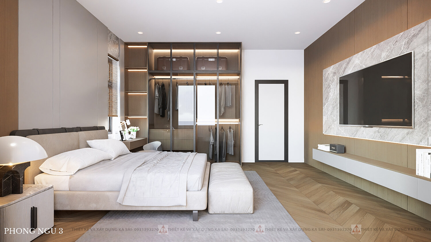 Phòng ngủ 3 mẫu nhà 5x16m 3 tầng