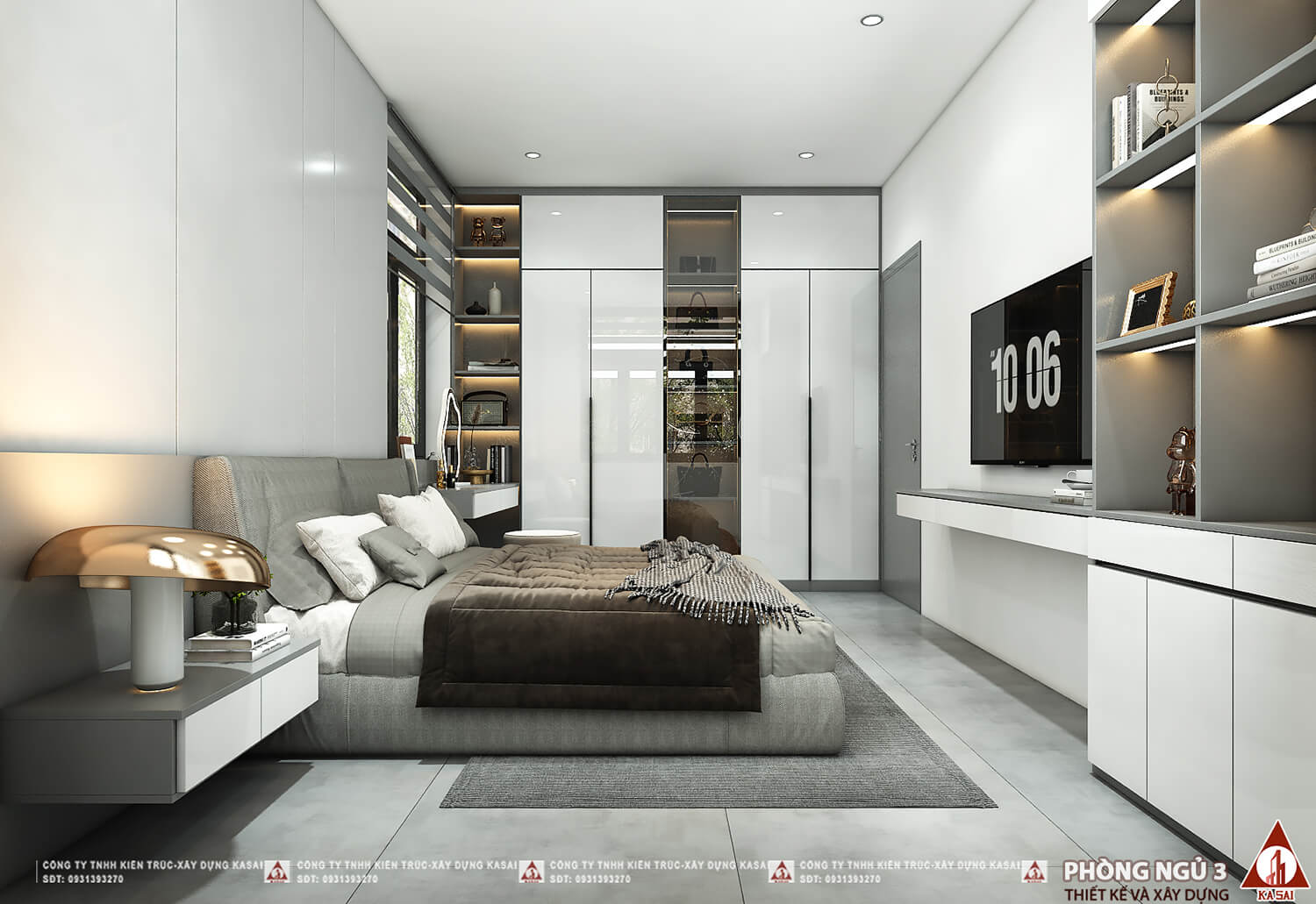 Phòng ngủ 3 nhà 15x30m 1 tầng