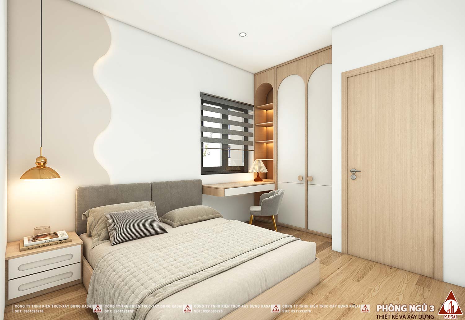 Phòng ngủ 3 nhà 3 tầng 7x20m