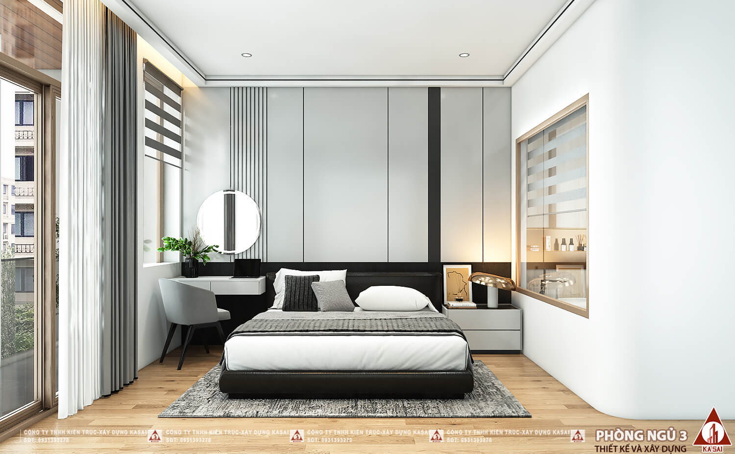 Phòng ngủ 3 nhà 5 tầng có gác lửng