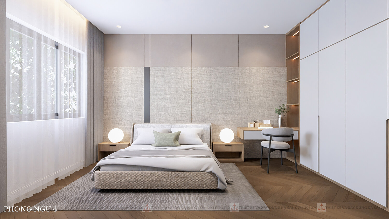 Phòng ngủ 4 thiết kế nhà ngang 8m dài 14m đẹp hiện đại