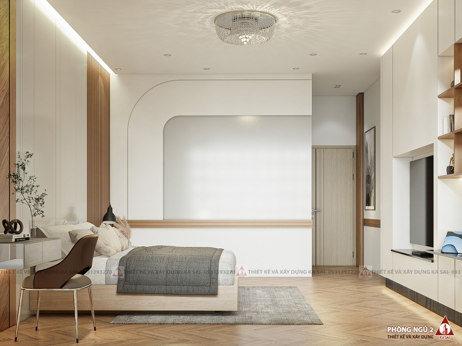 Phòng ngủ master 20m2 đơn giản 