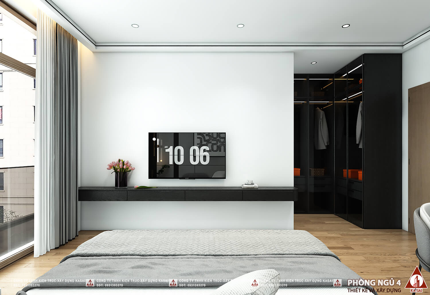Phòng ngủ master 20m2 đơn giản