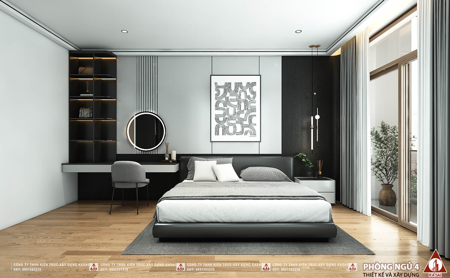 Phòng ngủ master 20m2 đơn giản