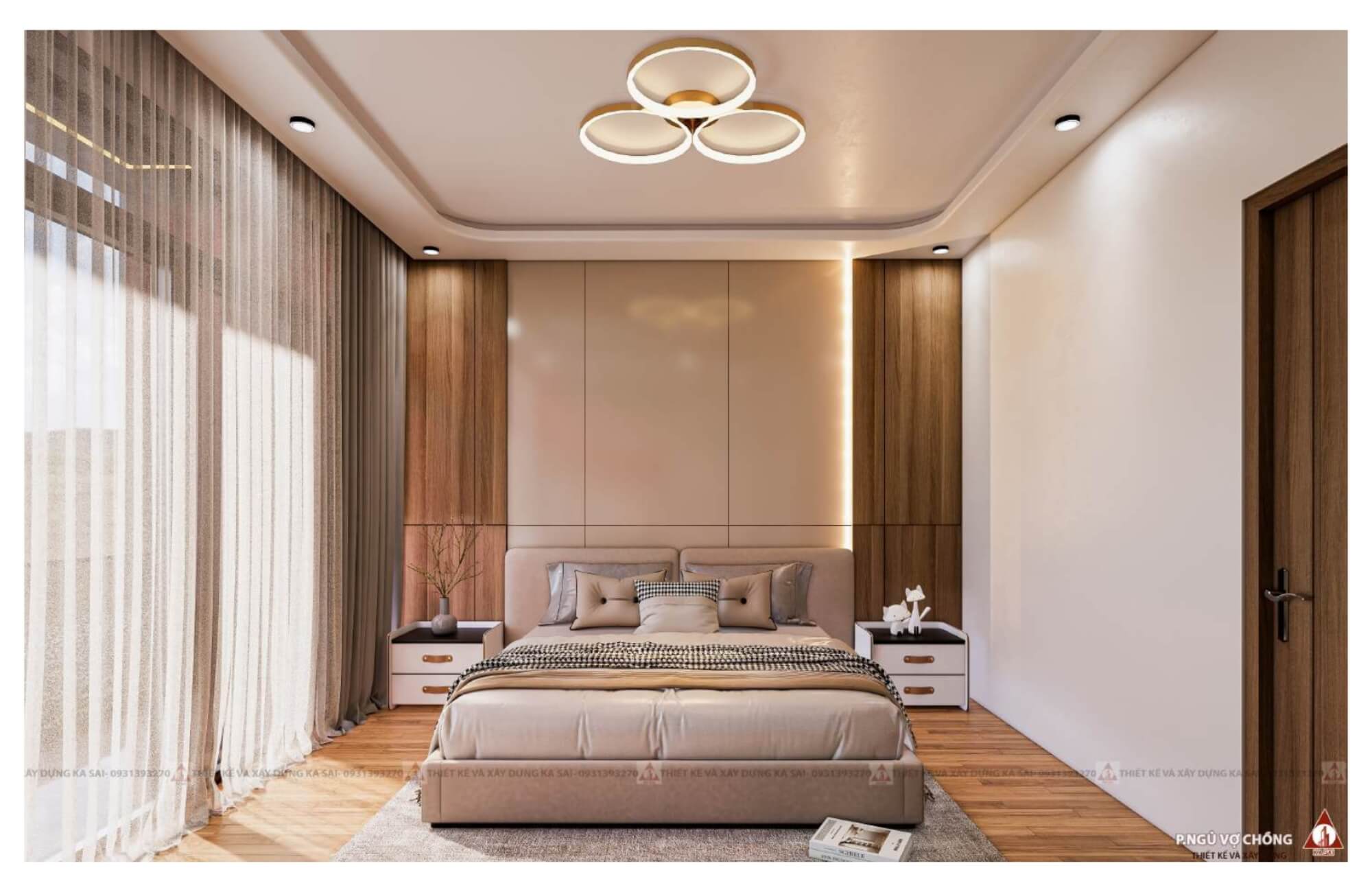 Phòng ngủ 1 mặt bằng nhà 6x16m