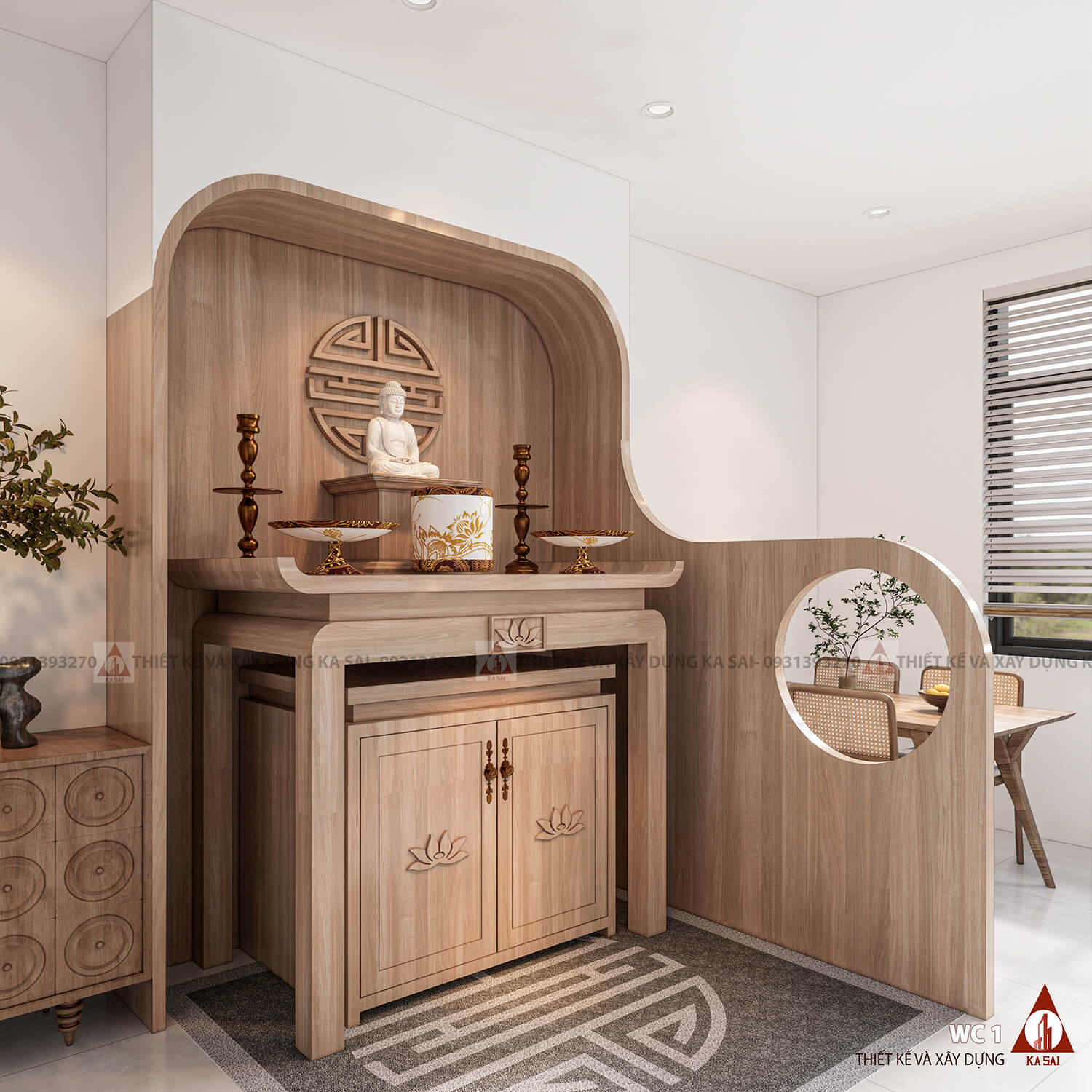 Phòng thờ nhà phố 4x10 6 tầng tân cổ điển