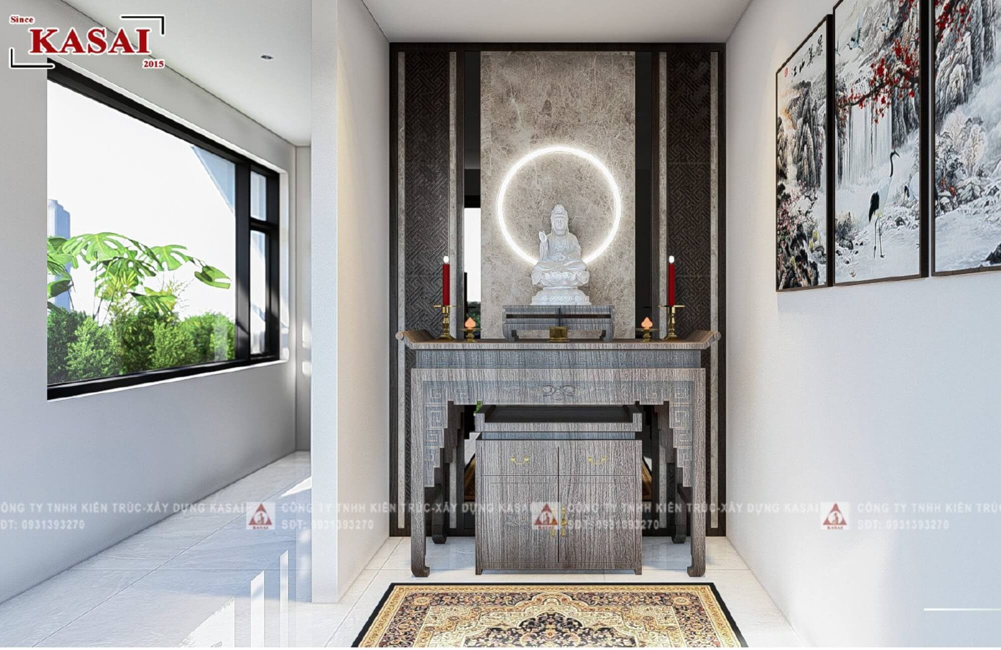 Phòng thờ thiết kế nhà 7x20m 3 tầng