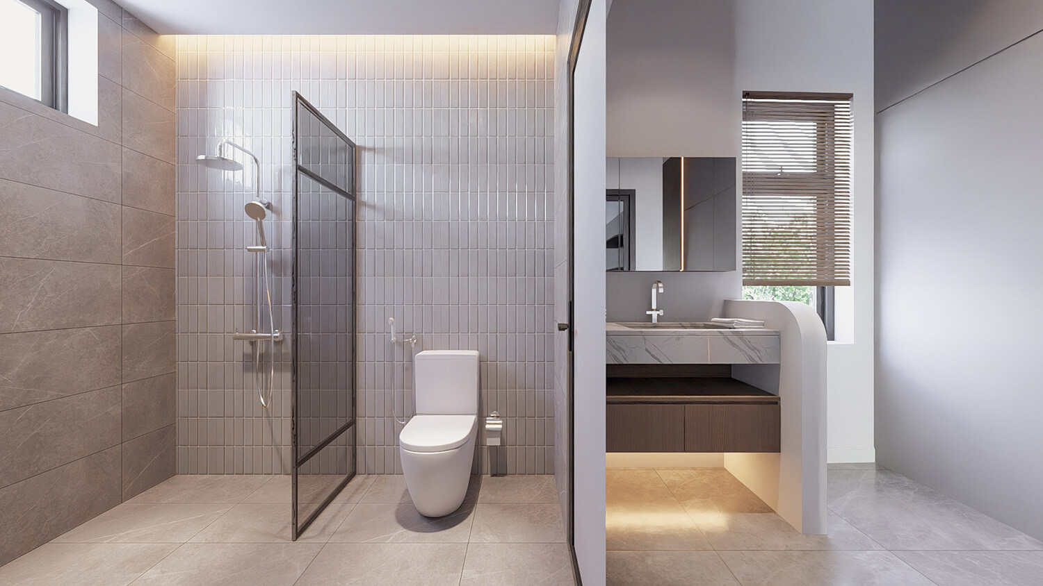 Phòng WC mẫu nhà 5x16m 3 tầng