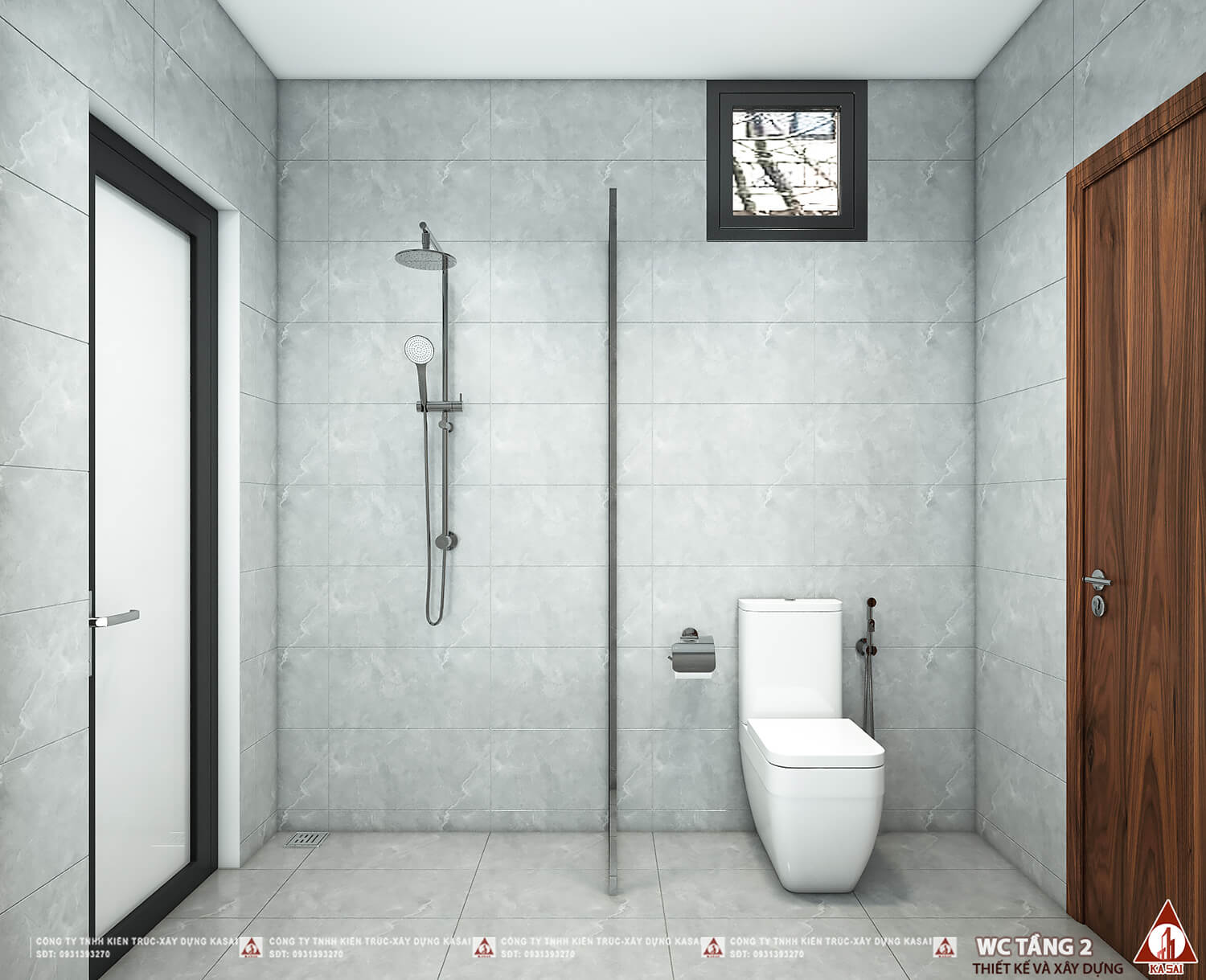 Phòng WC nhà 2 tầng mặt tiền 6m