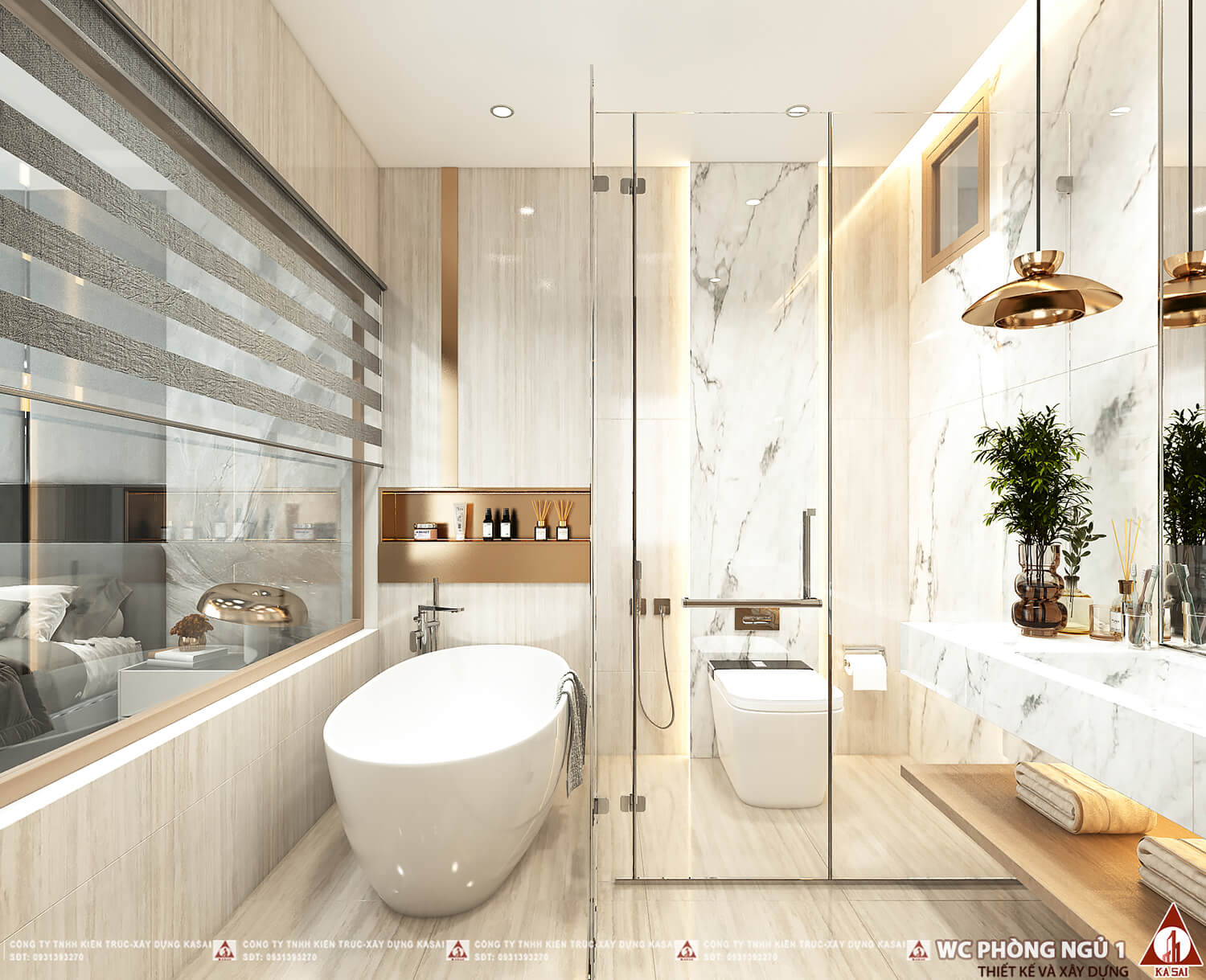 WC 1 nhà 5 tầng có gác lửng