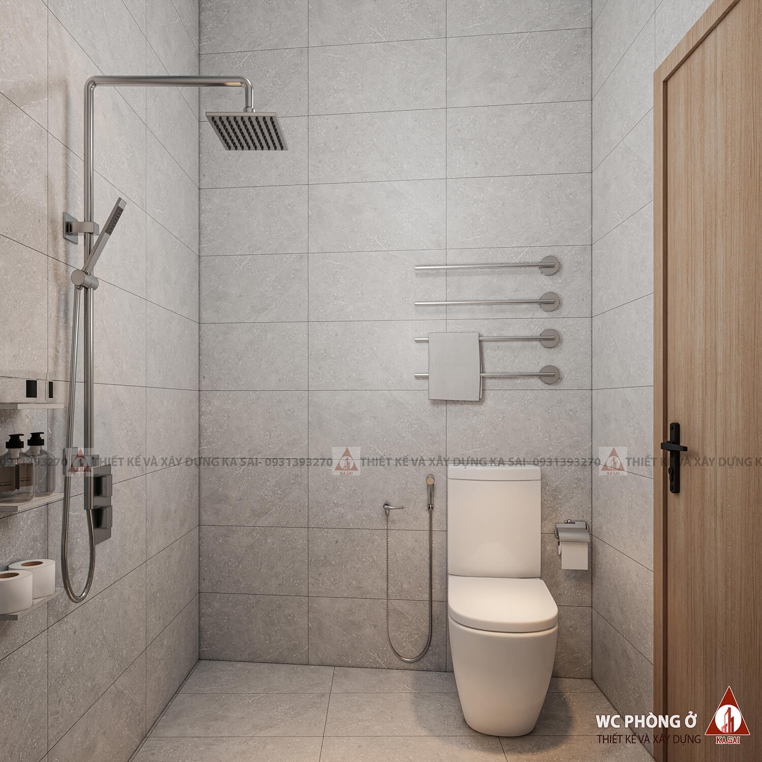 Phòng WC nhà phố 4x10 6 tầng tân cổ điển