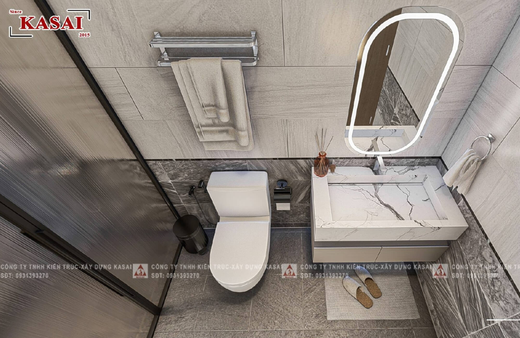 Phòng wc thiết kế nhà 7x20m 3 tầng