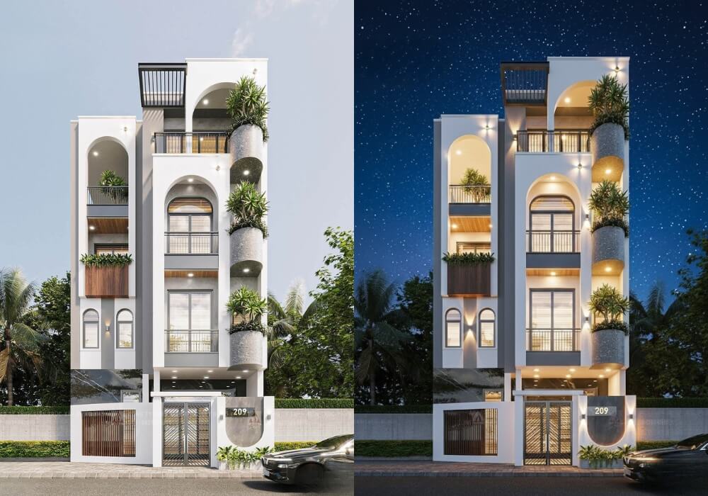 Nhà 4 tầng mặt tiền 8m siêu sang trọng và xanh mát giữa phố