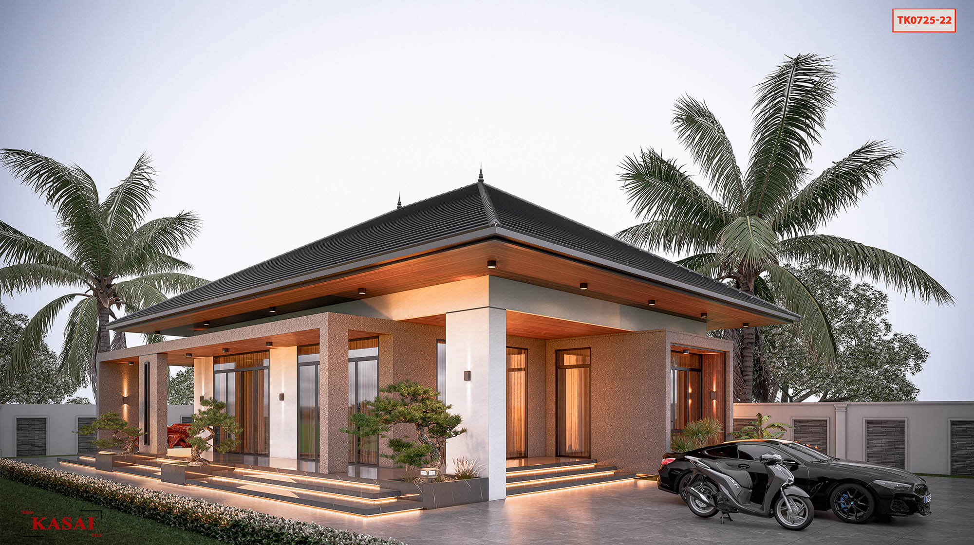 Thiết kế nhà vườn 400m2 mái Nhật sang trọng tinh tế từng đường nét
