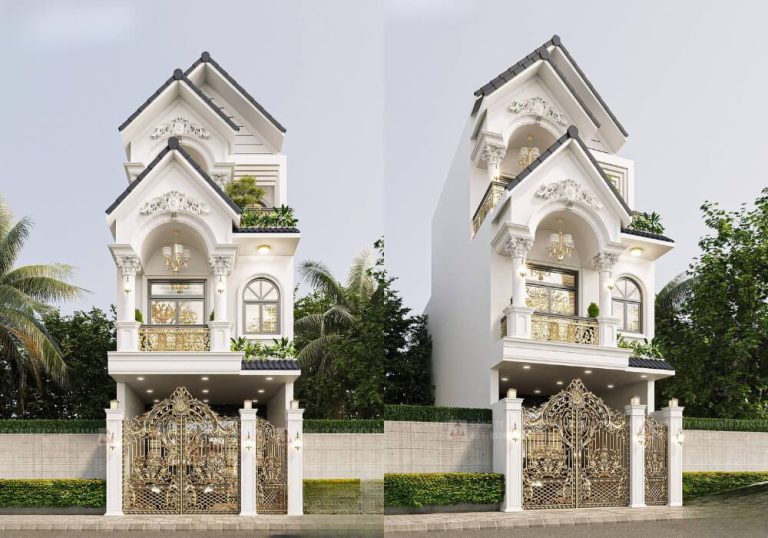 Mặt tiền nhà 5m 3 tầng tân cổ điển