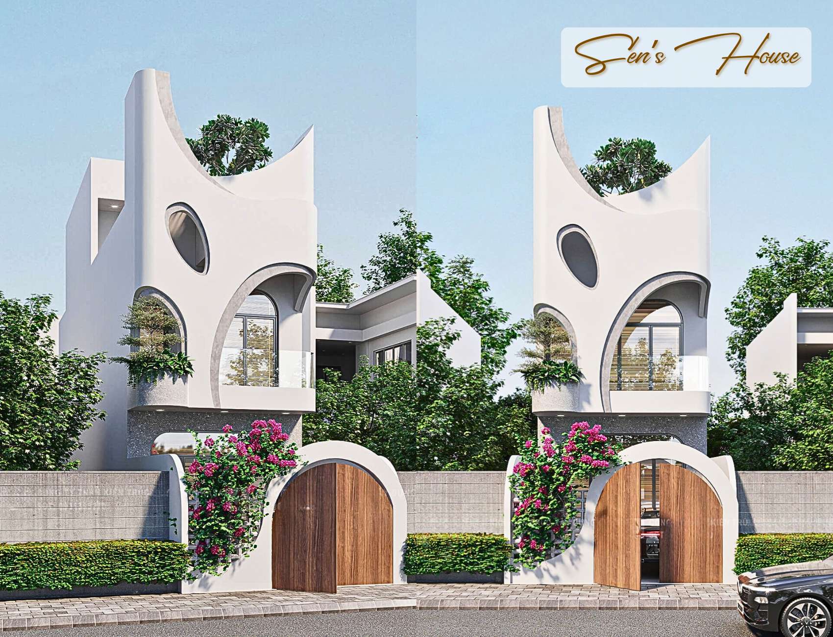 Kiệt tác nhà ống 3 tầng hiện đại như búp sen nở rộ giữa phố