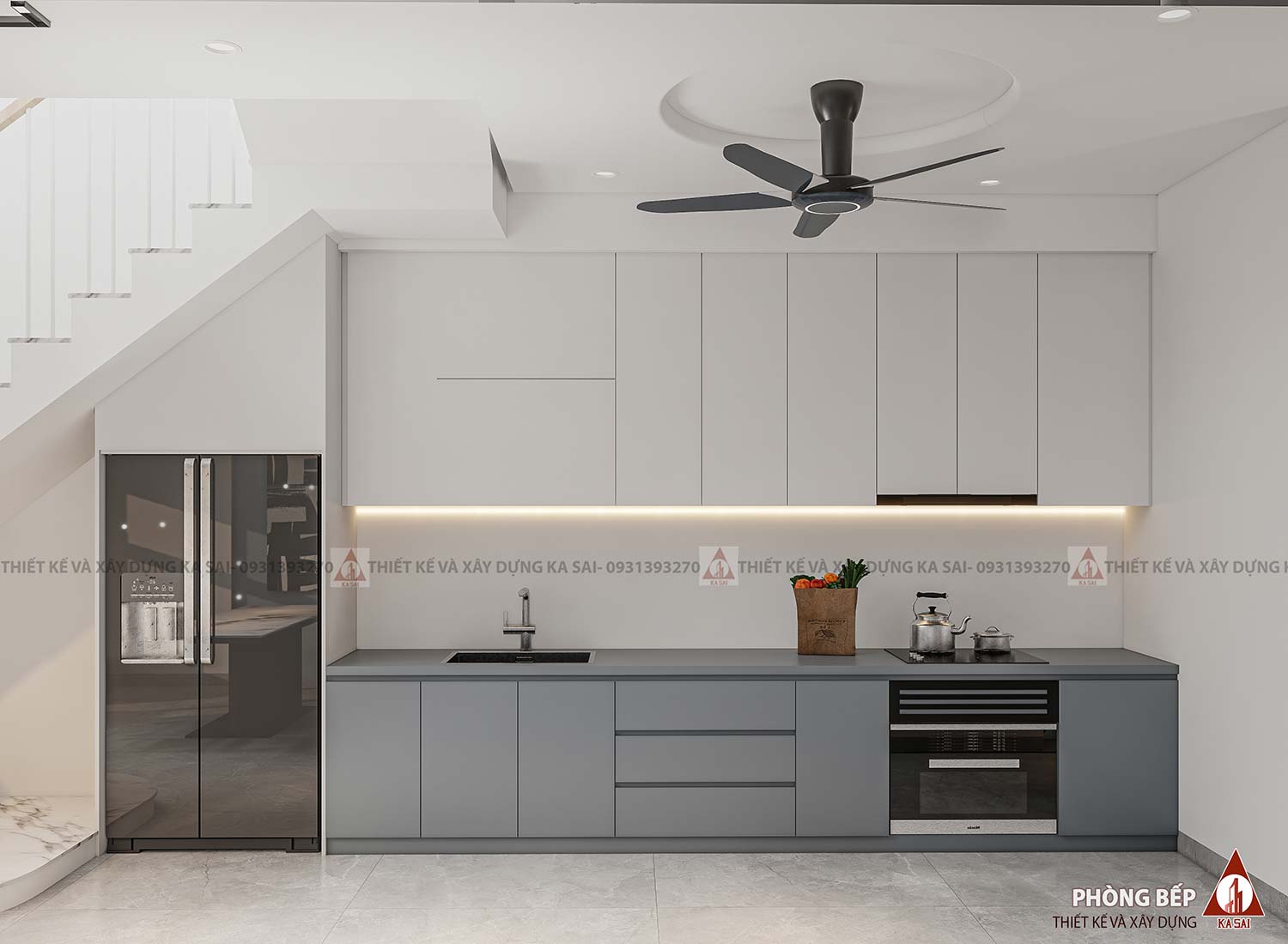 Phòng bếp mặt bằng nhà 6x16m đẹp