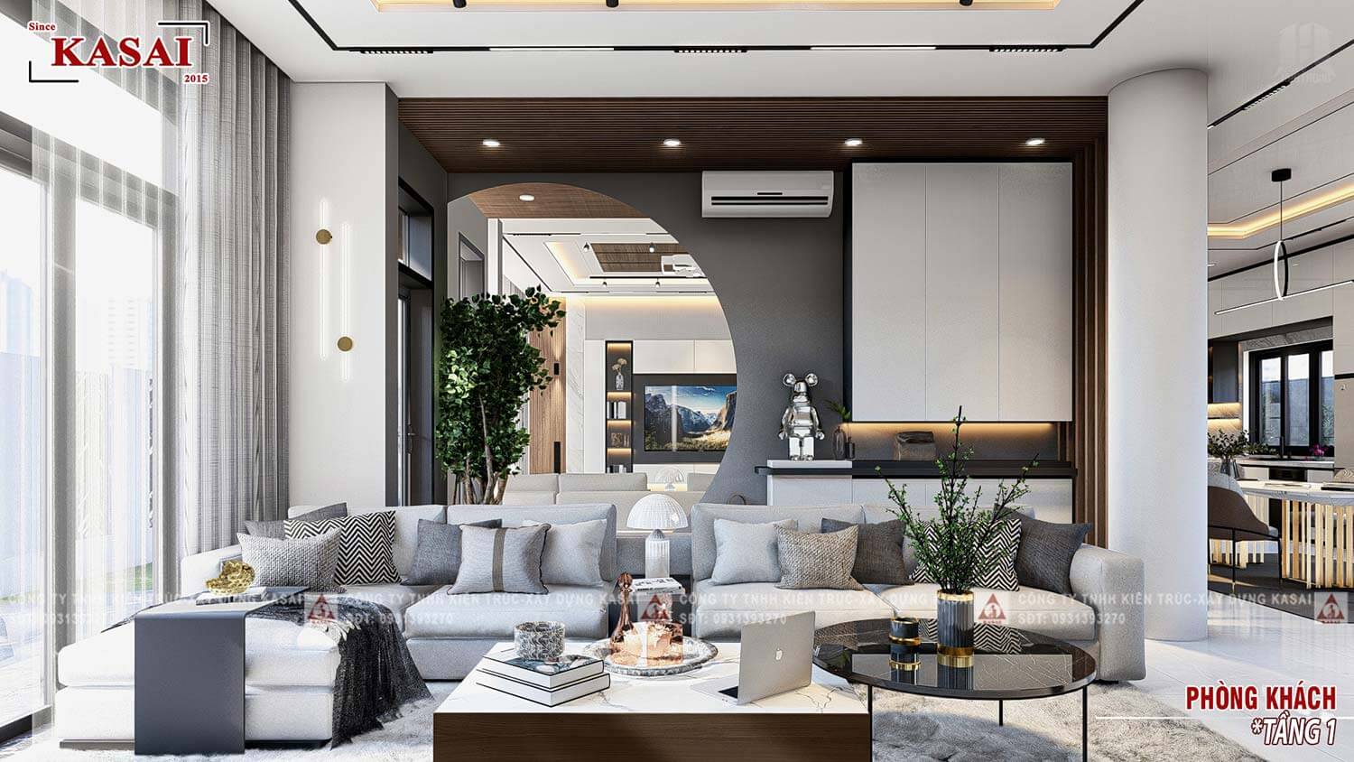 Phòng khách biệt thự hiện đại